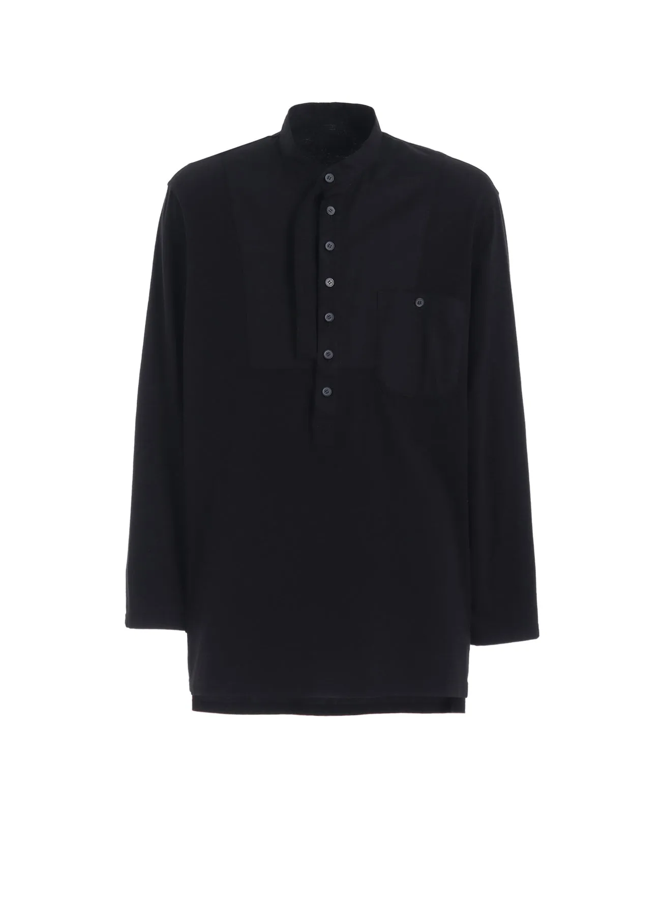 WOVEN AND JERSEY COMBINATIONS STAND COLLAR HENLEY NECK PULLOVER