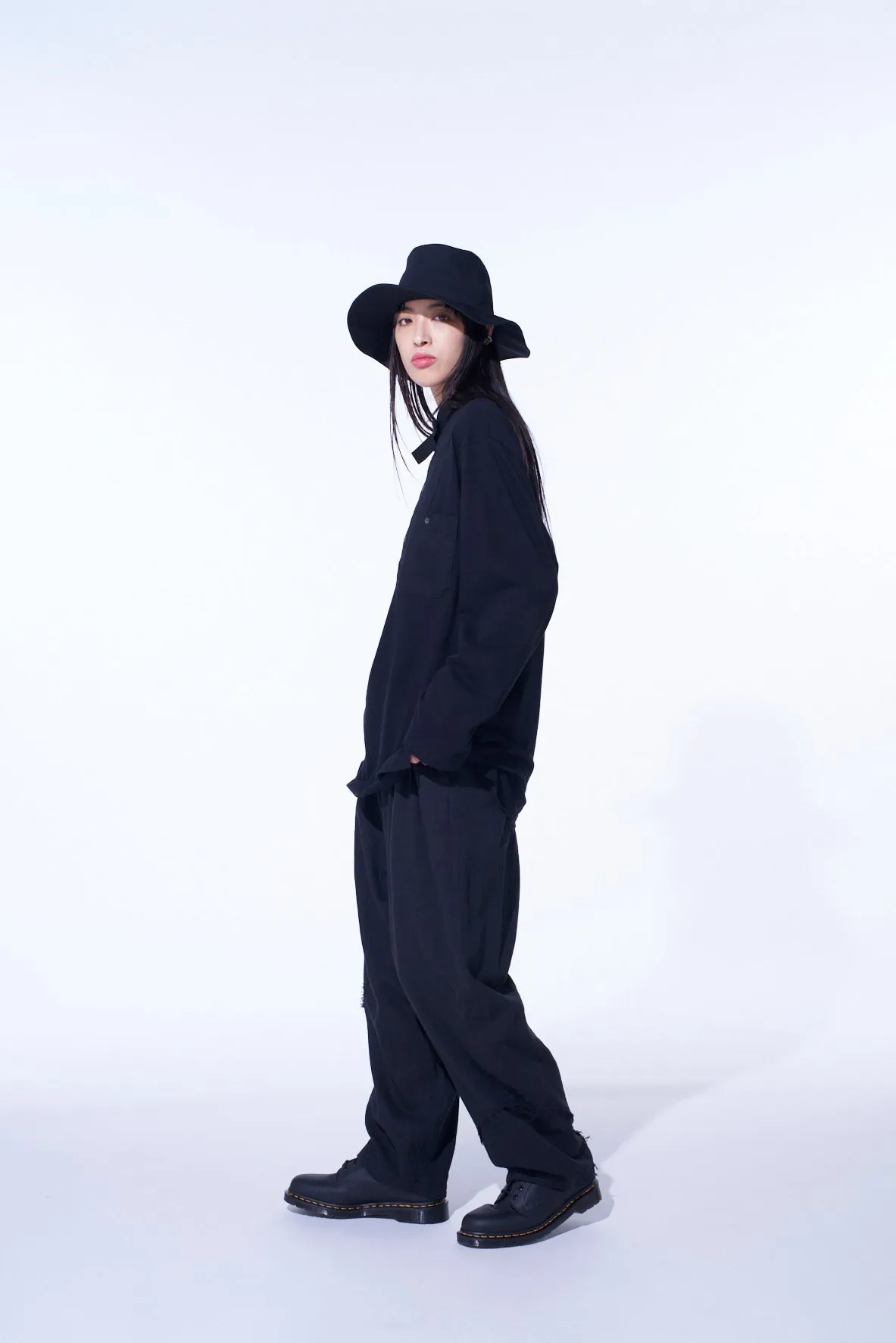 WOVEN AND JERSEY COMBINATIONS STAND COLLAR HENLEY NECK PULLOVER