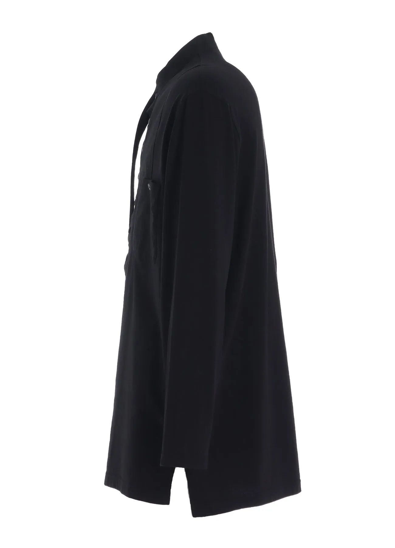 WOVEN AND JERSEY COMBINATIONS STAND COLLAR HENLEY NECK PULLOVER