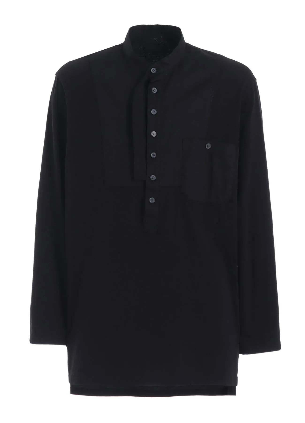 WOVEN AND JERSEY COMBINATIONS STAND COLLAR HENLEY NECK PULLOVER