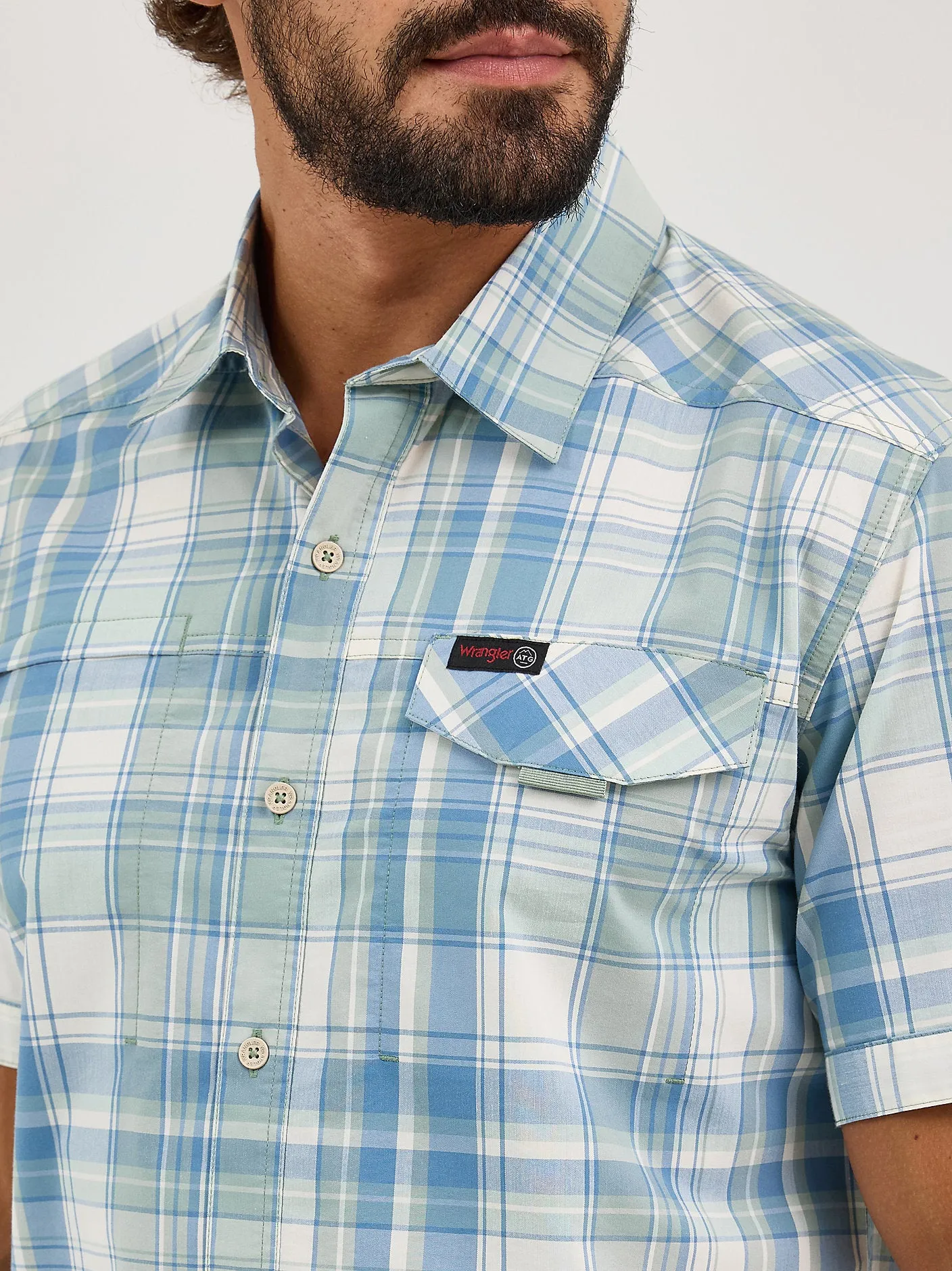 Wrangler ATG™ Men's Cedar Zip Pocket Plaid Shirt - Iceberg - 112361440
