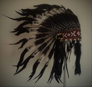 X13 Indian Headdress Double Feather black and white / warbonnet double feather (30 inch / 75 cm)