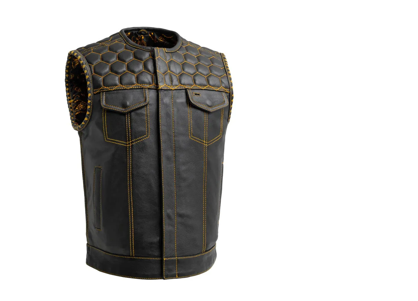 YELLOW FIM049CDM | Hornet - Men's Club Style Leather Vest