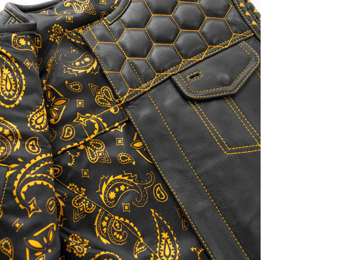 YELLOW FIM049CDM | Hornet - Men's Club Style Leather Vest